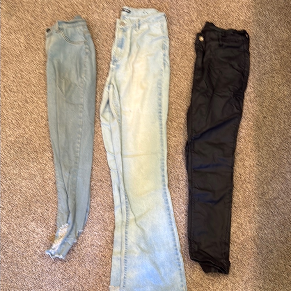 Stylish Denim Jeans Trio - Blue, Light Blue, Black